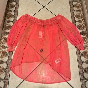 H&M Coral Off-Shoulder Blouse
